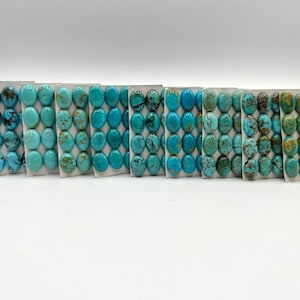 10x14mm OVAL - Kingman Turquoise Calibrated Cabochons - Sold Individually - Sold by Card - Stabilized, Natural Color