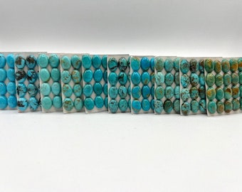 10x14mm OVAL - Kingman Turquoise Calibrated Cabochons - Sold Individually - Sold by Card - Stabilized, Natural Color