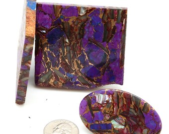 Mohave Purple Abalone Shell Bronze Kingman Turquoise Mine Composite Slab