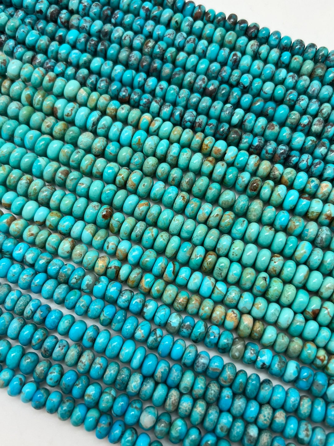 Kingman Turquoise 7-8mm Rondell Beads Sold by 8 Strand - Etsy