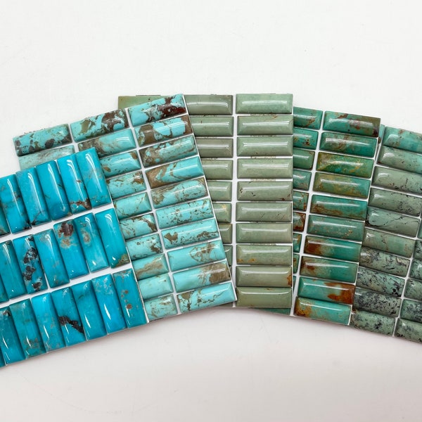 7x20mm RECTANGLE - Kingman Turquoise Calibrated Cabochons - Sold Individually - Sold by Card - Stabilized, Natural Color