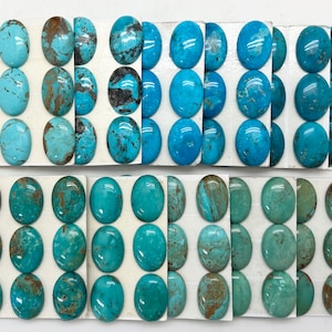 18x25mm OVAL - Kingman Turquoise Calibrated Cabochons - Sold Individually - Sold by Card - Stabilized, Natural Color