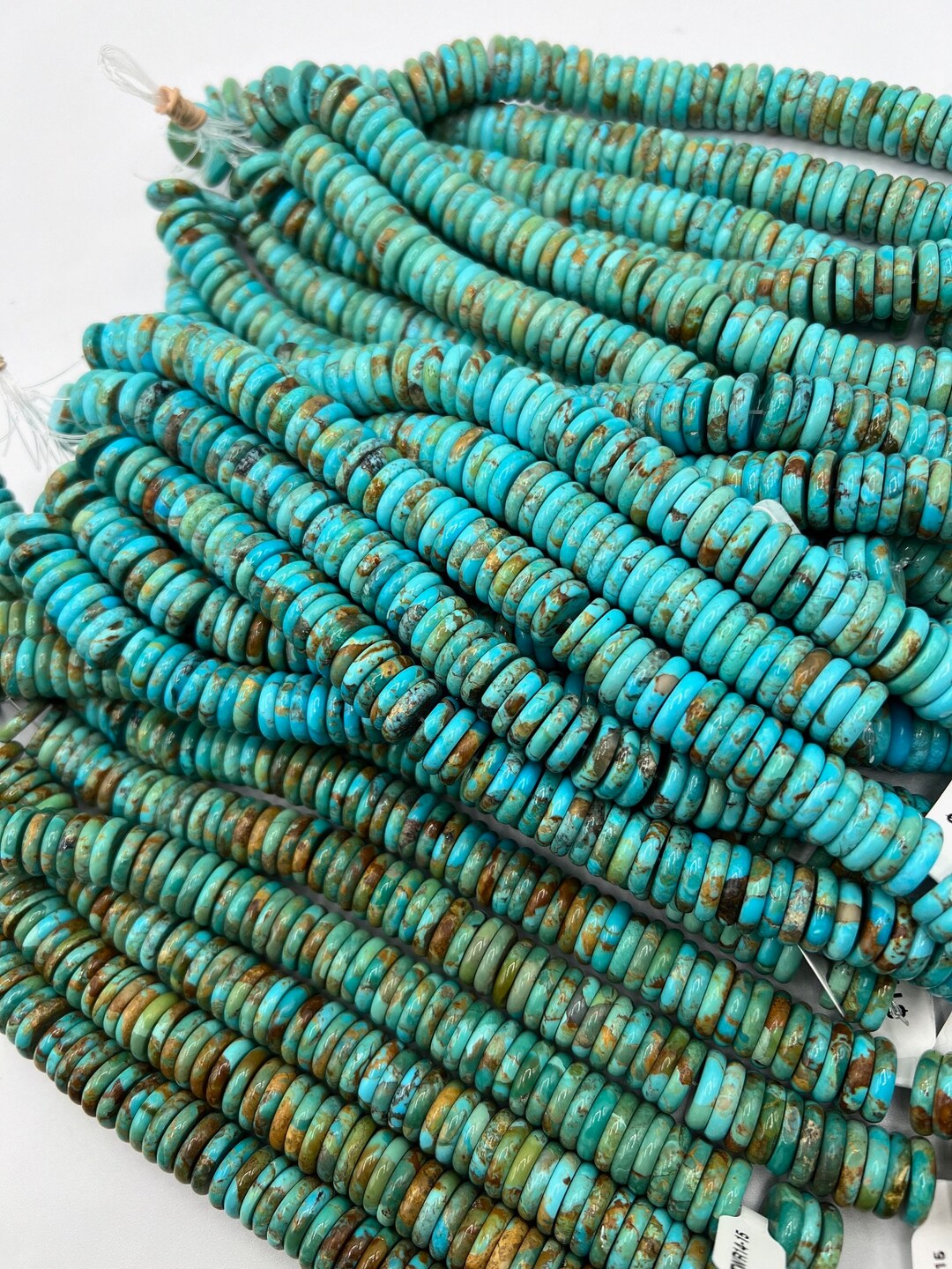 Kingman Turquoise 14-15mm Wafer Rondell Beads - Sold by 8" Strands ...