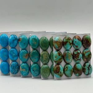 13x18mm OVAL - Kingman Turquoise Calibrated Cabochons - Sold Individually - Sold by Card - Stabilized, Natural Color