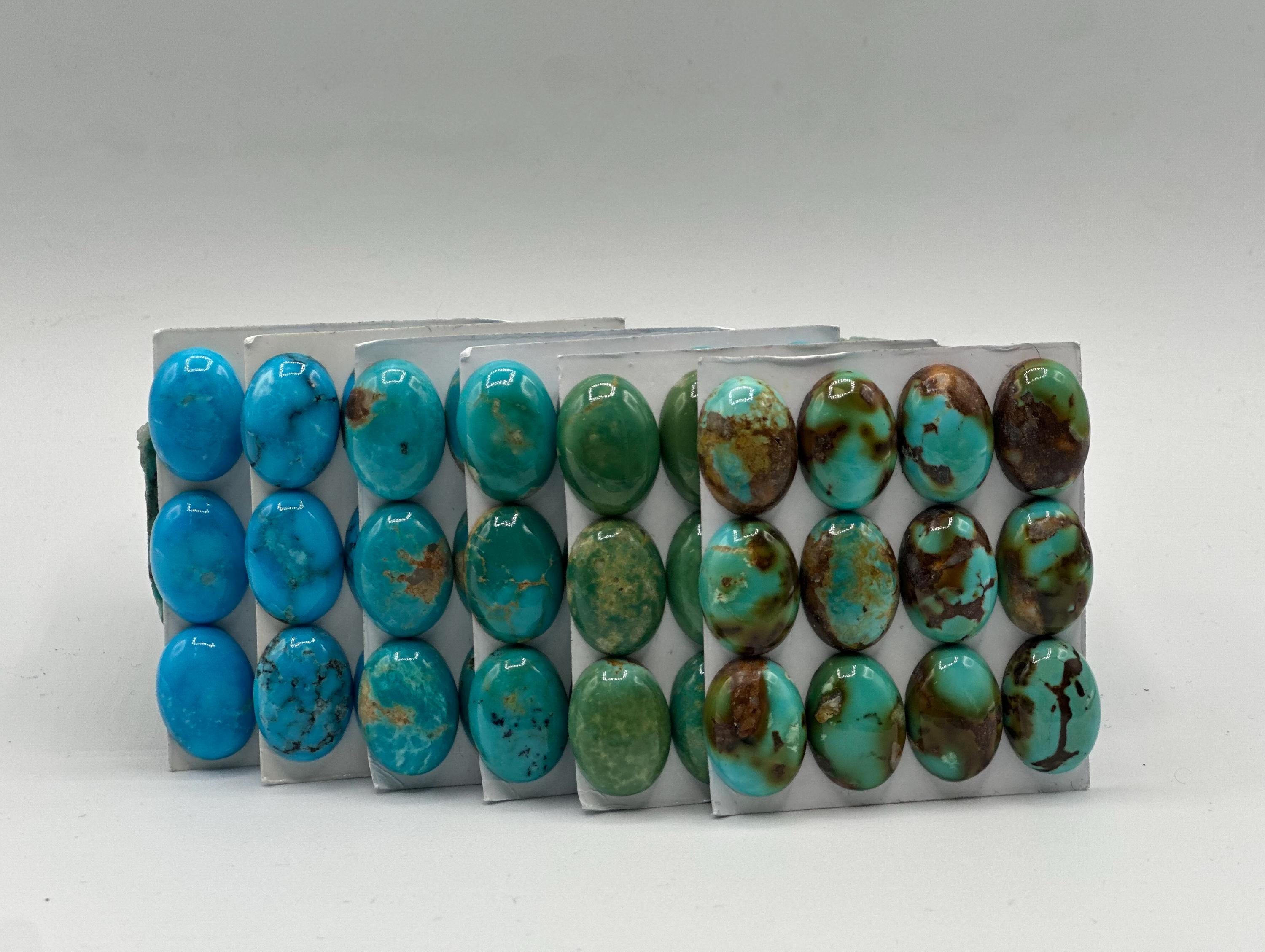 13x18mm OVAL - Kingman Turquoise Calibrated Cabochons - Sold Individually - Sold by Card - Stabilized, Natural Color