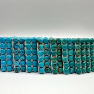 10mm ROUND - Kingman Turquoise Calibrated Cabochons - Sold individually - Sold by Full Card - Stabilized, Natural Color