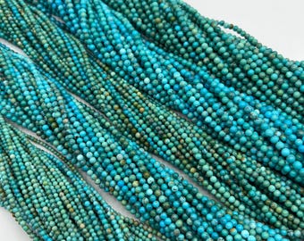 Kingman Turquoise Round Beads - 16&quot; Strands - 2-3mm, 3-4mm & 4-5mm - Sold Individually