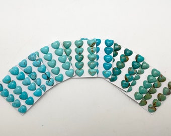 14mm HEART - Kingman Turquoise Calibrated Cabochons - Sold Individually - Sold by Card - Stabilized, Natural Color