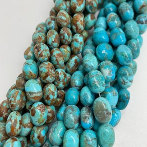 Kingman Turquoise Small Potato Shaped Beads - Approx. 8x11mm - Sold by 8" Strand