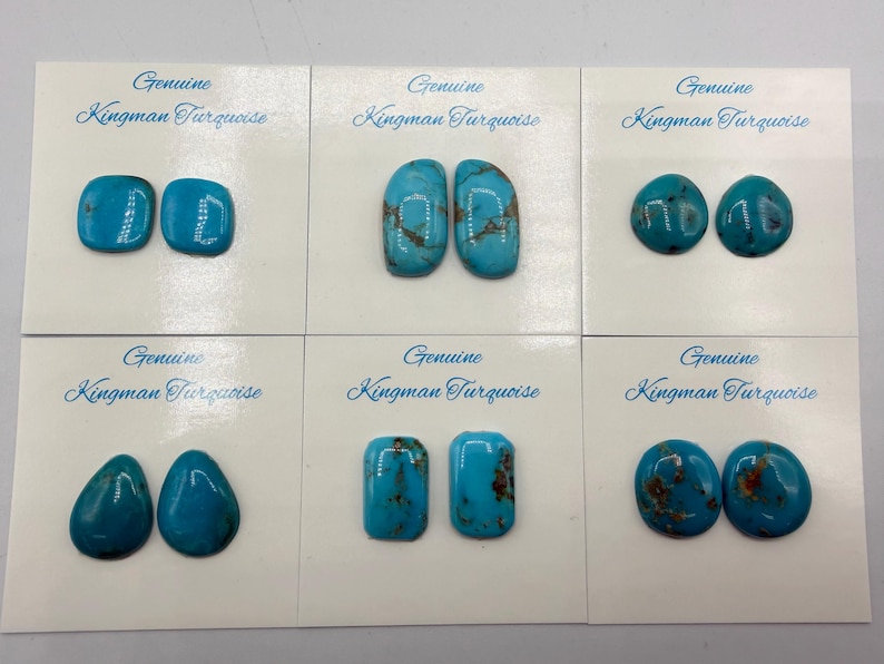 Shape Figure Matrix Pattern Kingman Turquoise Freeform Cabochon Earring Sets - Sold by Pair - Group ...