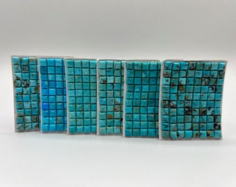 6mm SQUARE - Kingman Turquoise Calibrated Cabochons - Sold Individually - Sold by Card - Stabilized, Natural Color