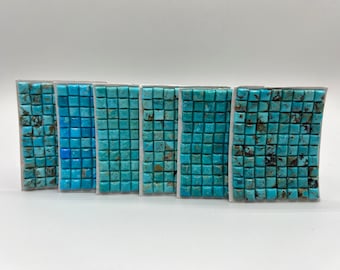 6mm SQUARE - Kingman Turquoise Calibrated Cabochons - Sold Individually - Sold by Card - Stabilized, Natural Color