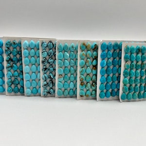 6x8mm PERA - Cabochon calibrati turchese Kingman - Venduti singolarmente - Venduti con carta - Stabilizzato, colore naturale