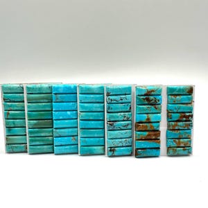 RECTÁNGULO DE 7 x 21 mm - Cabujones calibrados de turquesa Kingman - Se venden por unidad - Se venden por tarjeta - Color natural estabilizado
