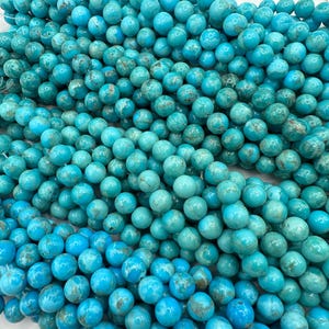 Kingman Turquoise 8-9mm Round Beads/ 8&quot; Bead Strand/ Sold by Strand/ TSR8-9R