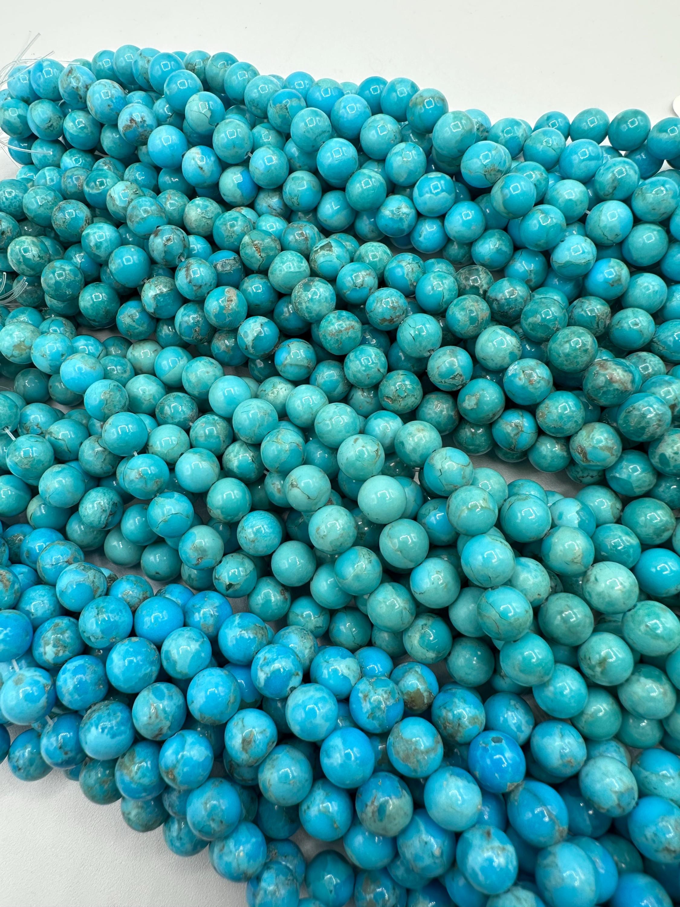 Kingman Turquoise 8-9mm Round Beads/ 8" Bead Strand/ Sold by Strand/ TSR8-9R