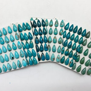 7x14mm PERA - Cabochon calibrati turchese Kingman - Venduti singolarmente - Venduti tramite carta - Stabilizzato, colore naturale