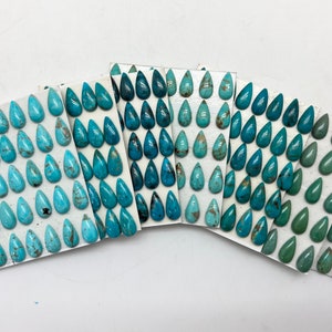 7x14mm PEAR - Kingman Turquoise Calibrated Cabochons - Sold Individually - Sold by Card - Stabilized, Natural Color