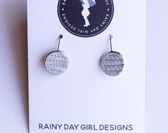 Grey Leather Lucy Earrings 12mm