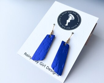 Blue Mini Irregular Bar Earrings
