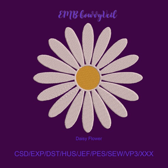 5 Size Daisy Flower Logo Embroidery Design Instant Download 9 Etsy