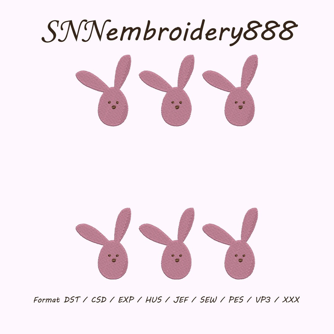 6 Size Pink Rabbit Logo Embroidery Design Instant Download 8 Formats ...