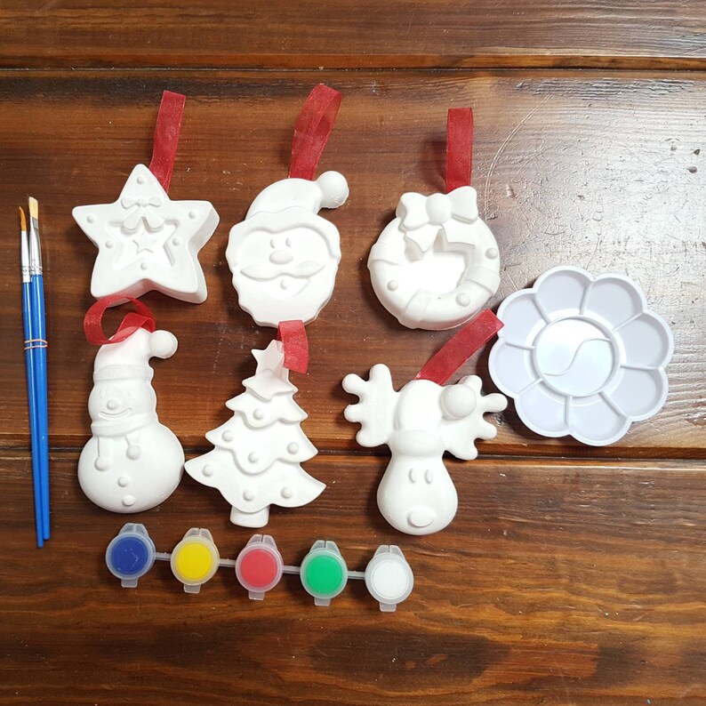 6 Paint Your Own Christmas Decorations. Handmade ready to | Etsy