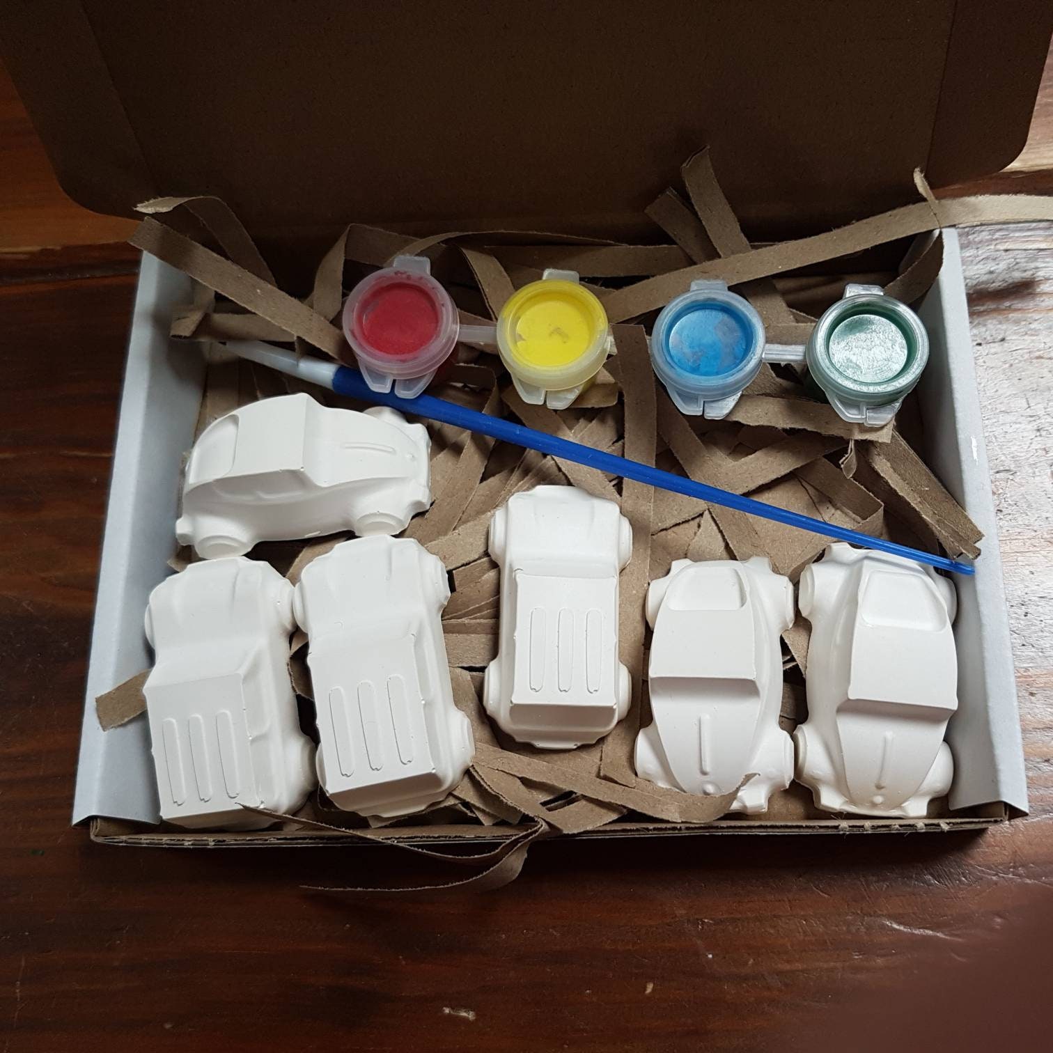 Paint your own plaster cars kit. 6 Handmade ready to colour Etsy