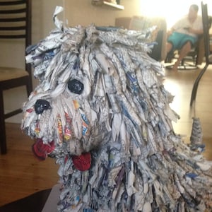 Freddy The Paper Puppy Recycled News Paper-Made To Order