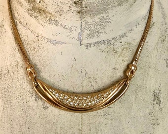 Vintage Christian Dior Gold Plated Rhinestone Necklace