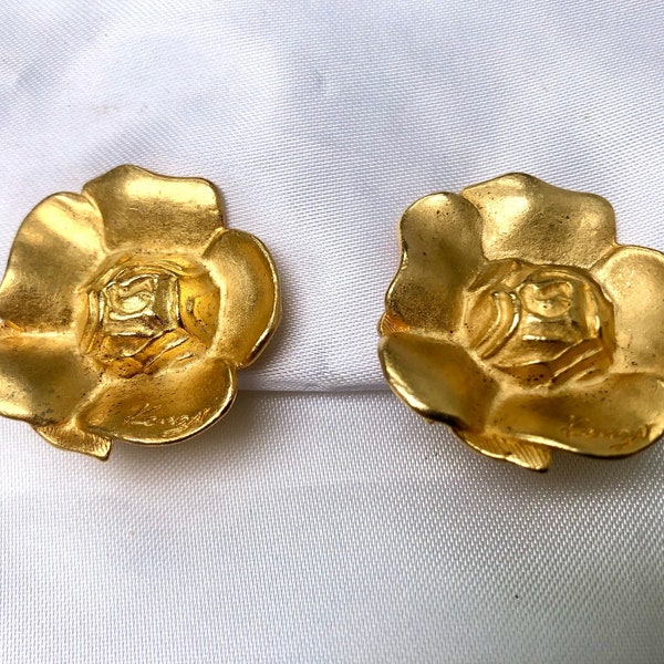 Vintage Kenzo Flower Clip Earrings