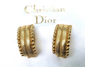 Vintage Dior Gold Plated Semi-Hoop Clip Earrings