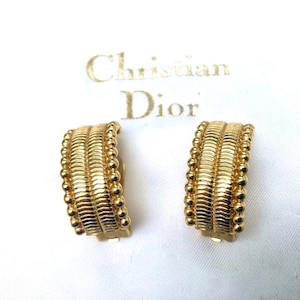 Vintage Dior Gold Plated Semi-Hoop Clip Earrings