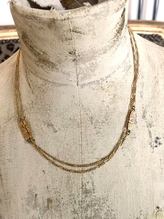 Christian Dior Gold Plated Long Chain Necklace Gem