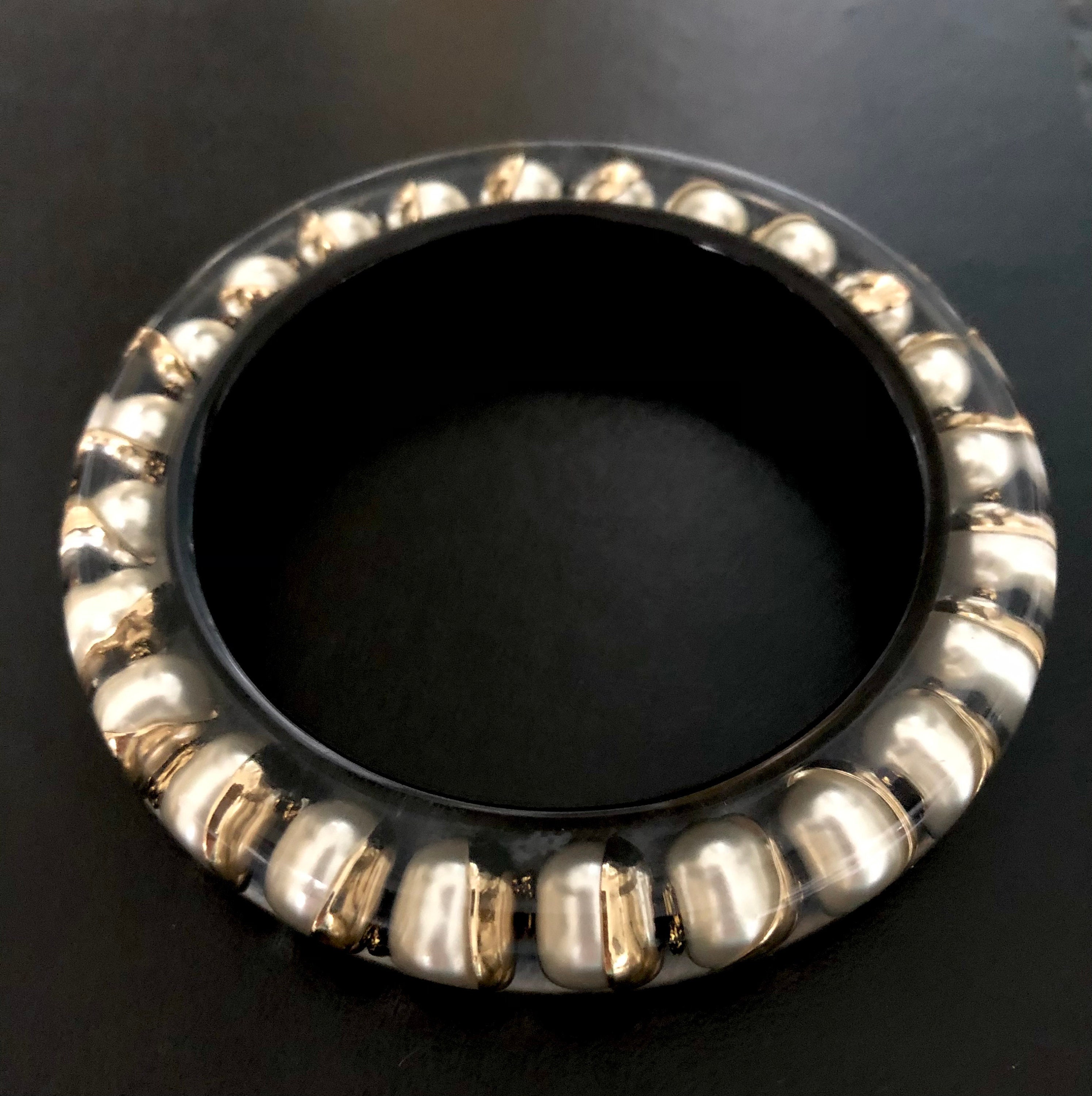 Christian Dior Pearl Lucite/Acrylic Bangle Etsy