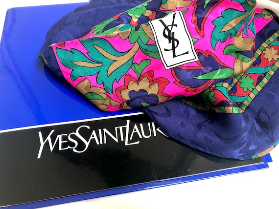 Vintage Yves Saint Laurent YSL Silk Scarf With Tag and Gift 