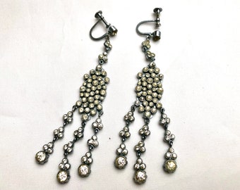 Vintage Art Deco Strass Dangle Oorbellen jaren 1930