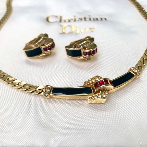 Vintage Christian Dior Necklace & Earring Set in CD Box