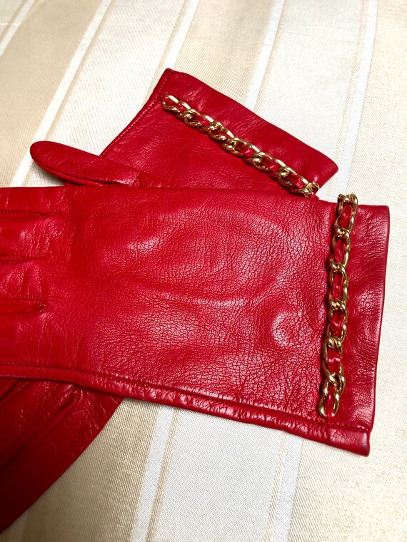 Vintage Harrods Italian Red Leather & Gold-tone C… - image 8