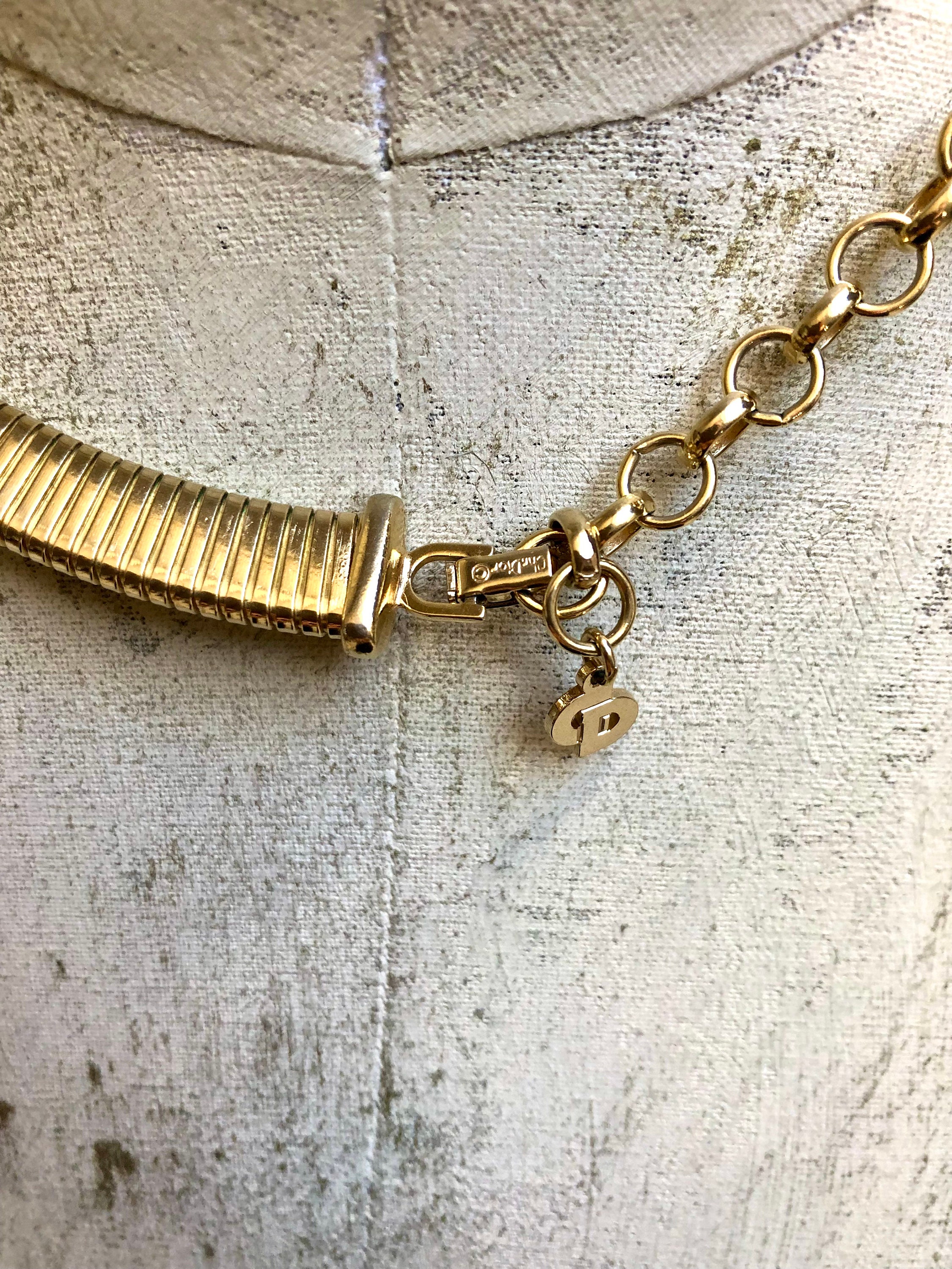 Christian Dior Omega Style Gold Plated Omega Collar Necklace Etsy UK