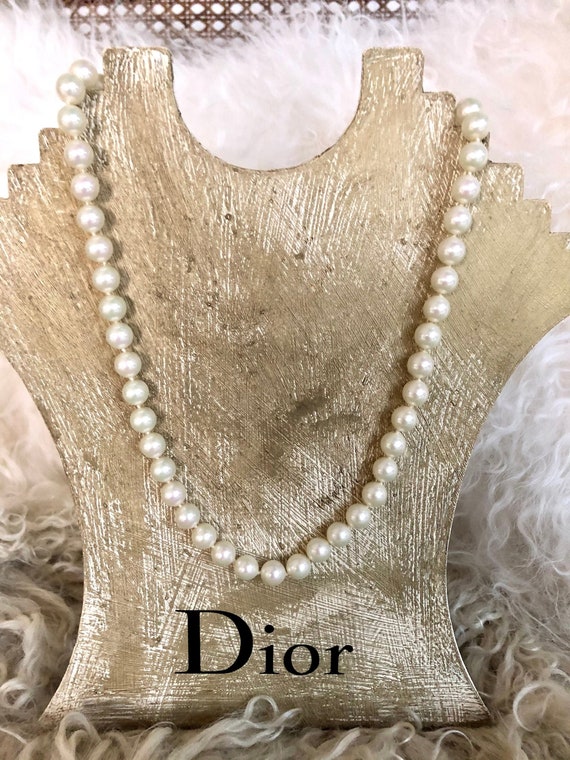 Christian Dior Glass Pearl Necklace 