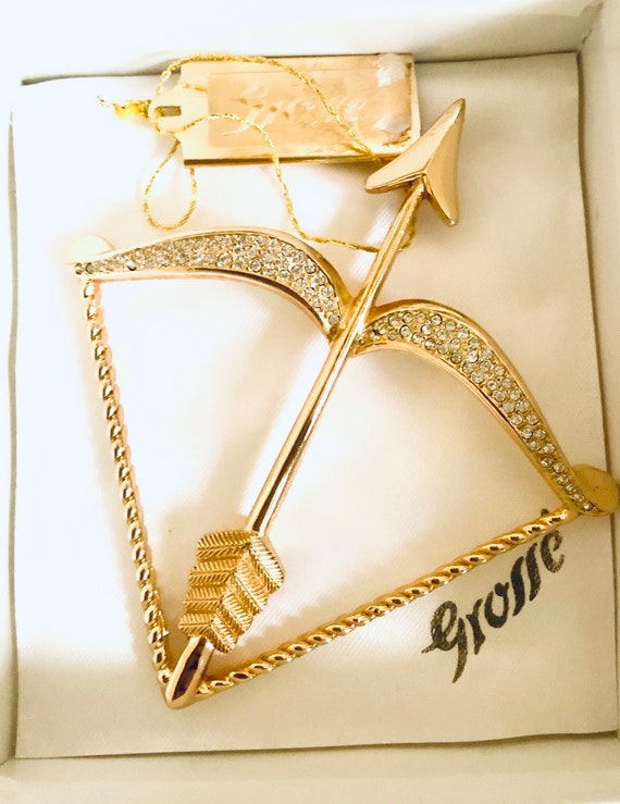 Grosse Bow & Arrow Rhinestone Brooch