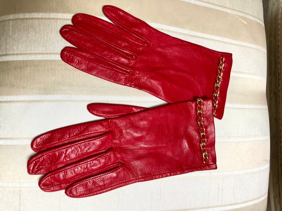 Vintage Harrods Italian Red Leather & Gold-tone C… - image 5