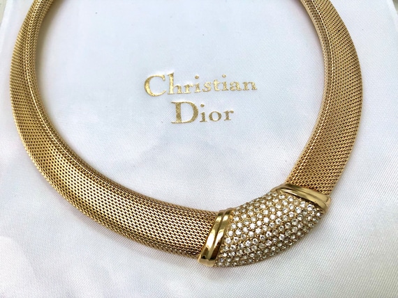 Vintage Christian Dior Rhinestone Collar Necklace With CD Vintage Christian Dior Rhinestone Collar Necklace With CD