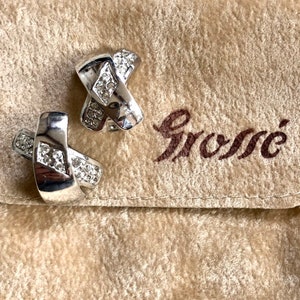 Vintage Grosse Silvertone & Rhinestone Clip Earrings - unworn