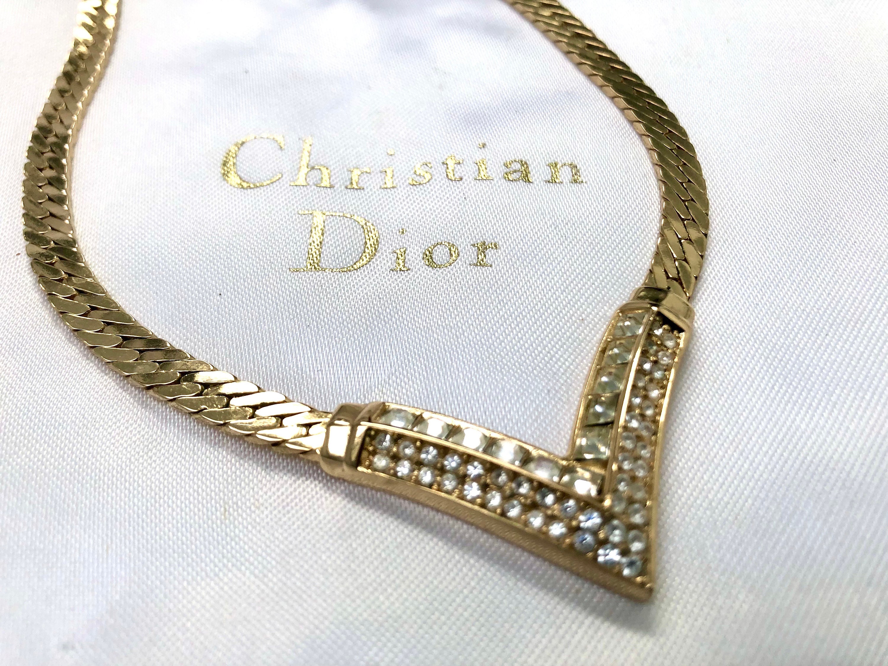 Vintage Christian Dior Rhinestone Gold Plated Designer
