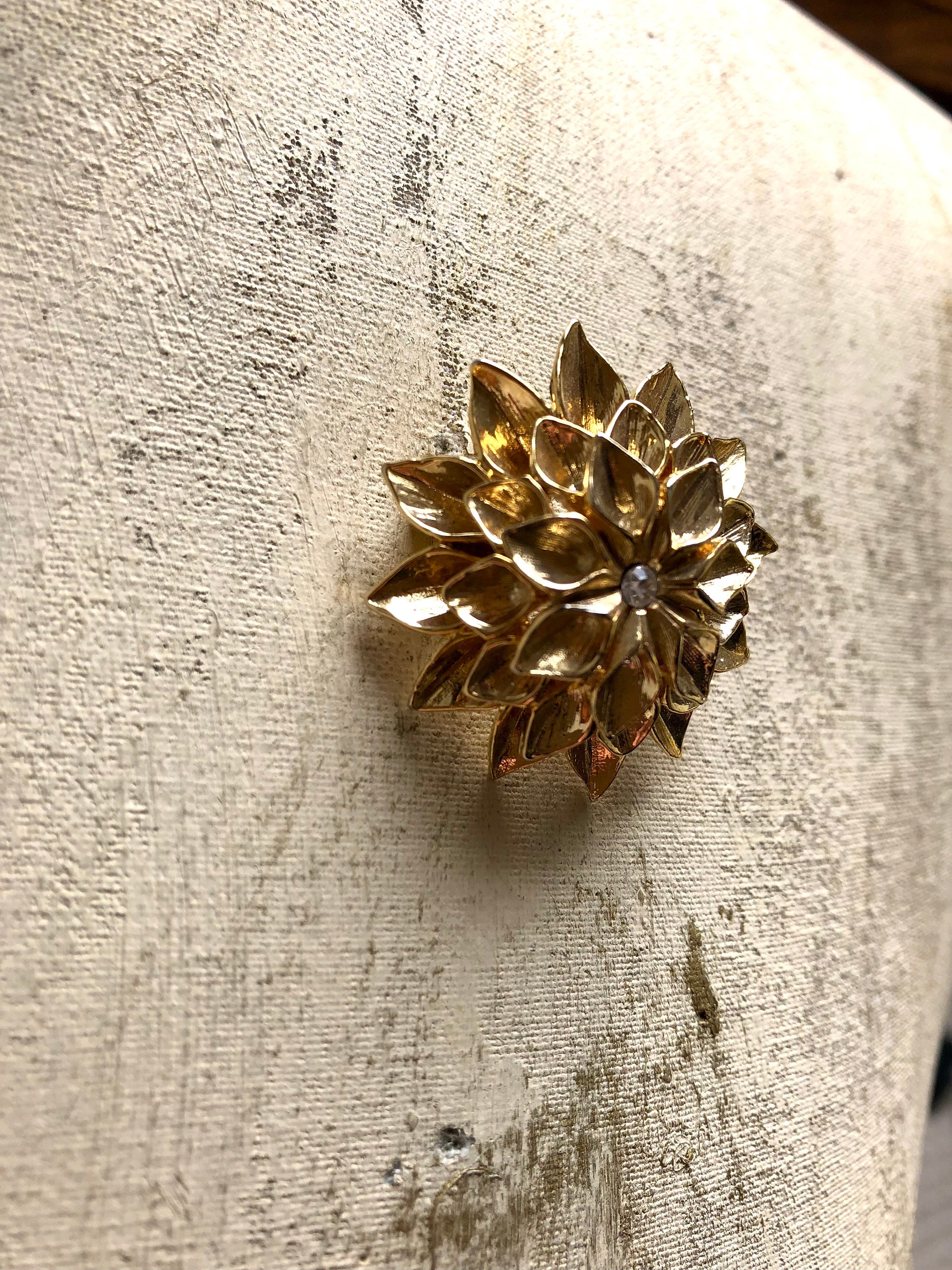 Broche Cœur Vintage Nina Ricci Années 60/70 - Métal Doré Et Strass