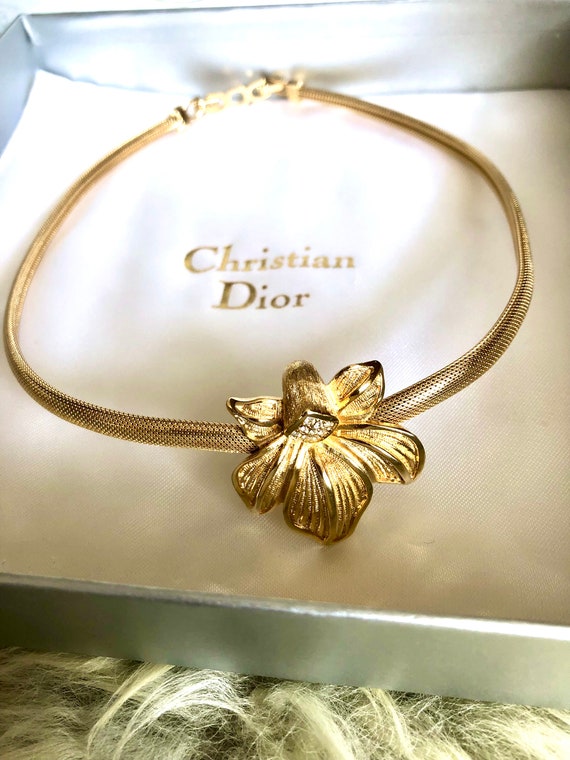 Buy Christian Dior Orchid Omega style Gold Plated Collar Necklace