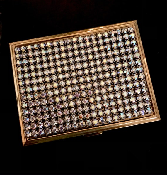 1950's Aurora Borealis Rhinestone Cigarette Case