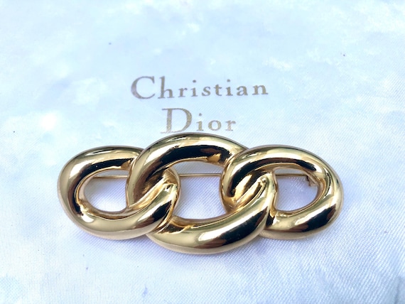 Christian Dior　Brooch Gold Vintage Vintage Christian Dior Brooch: Gold Plated Rhinestone Bow
